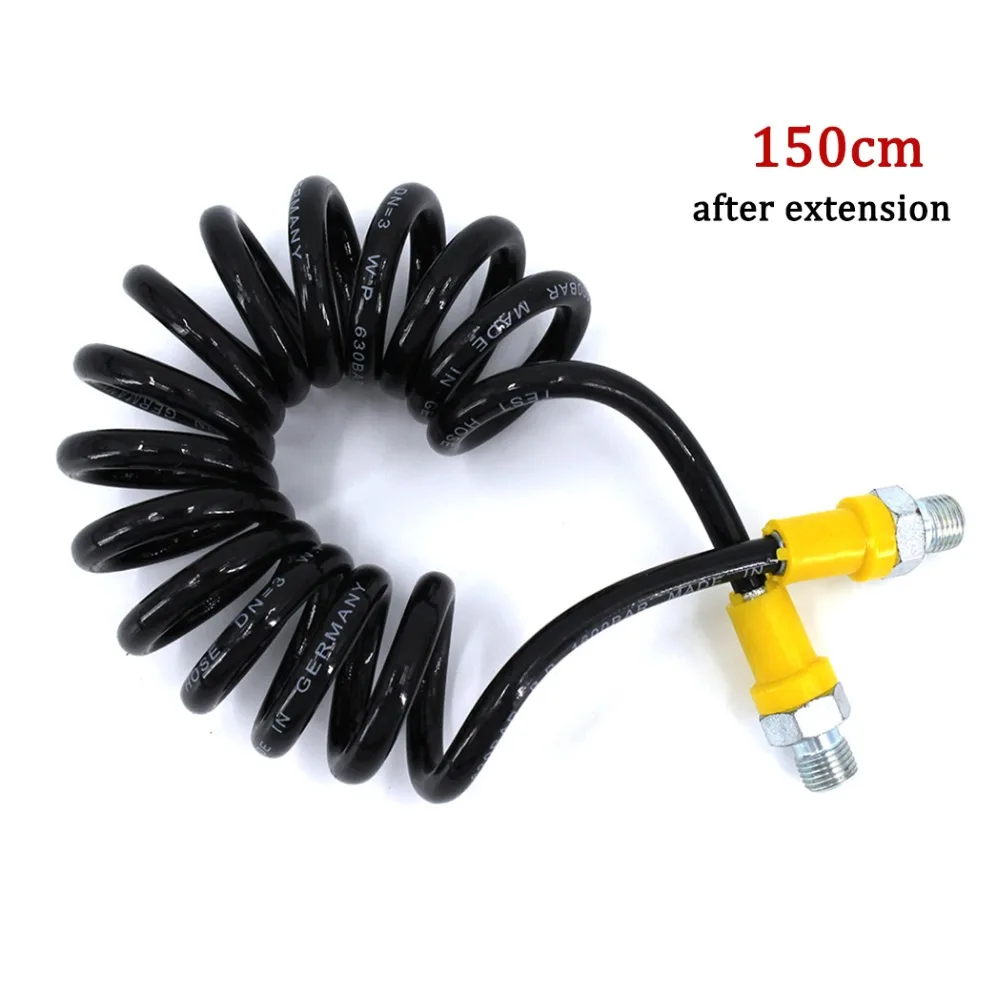 

150cm Long Nylon Hose PCP Airforce Paintball Pneumatics Device M10x1 Male Thread High Pressure Hose Carbon Steel Connector 30MPA