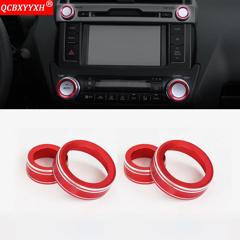 Red 4pcs QCBXYYXH автомобильный Стайлинг навигационный охлаждающий воздух переключатель управления Ручка кольцо чехол блестки автомобильные аксессуары для Toyota Prado - Название цвета: Red 4pcs