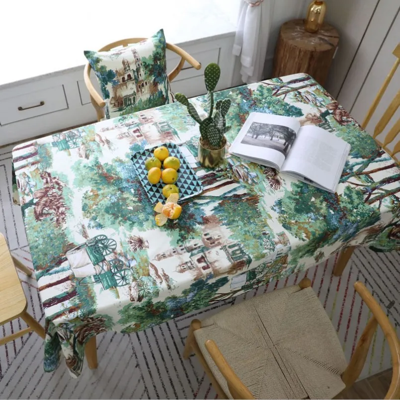 

New Table Cloth Digital Printing Tablecloth Fabric Thickened Cotton Wind Table Cloth Wedding Table Cover For Home Decoration