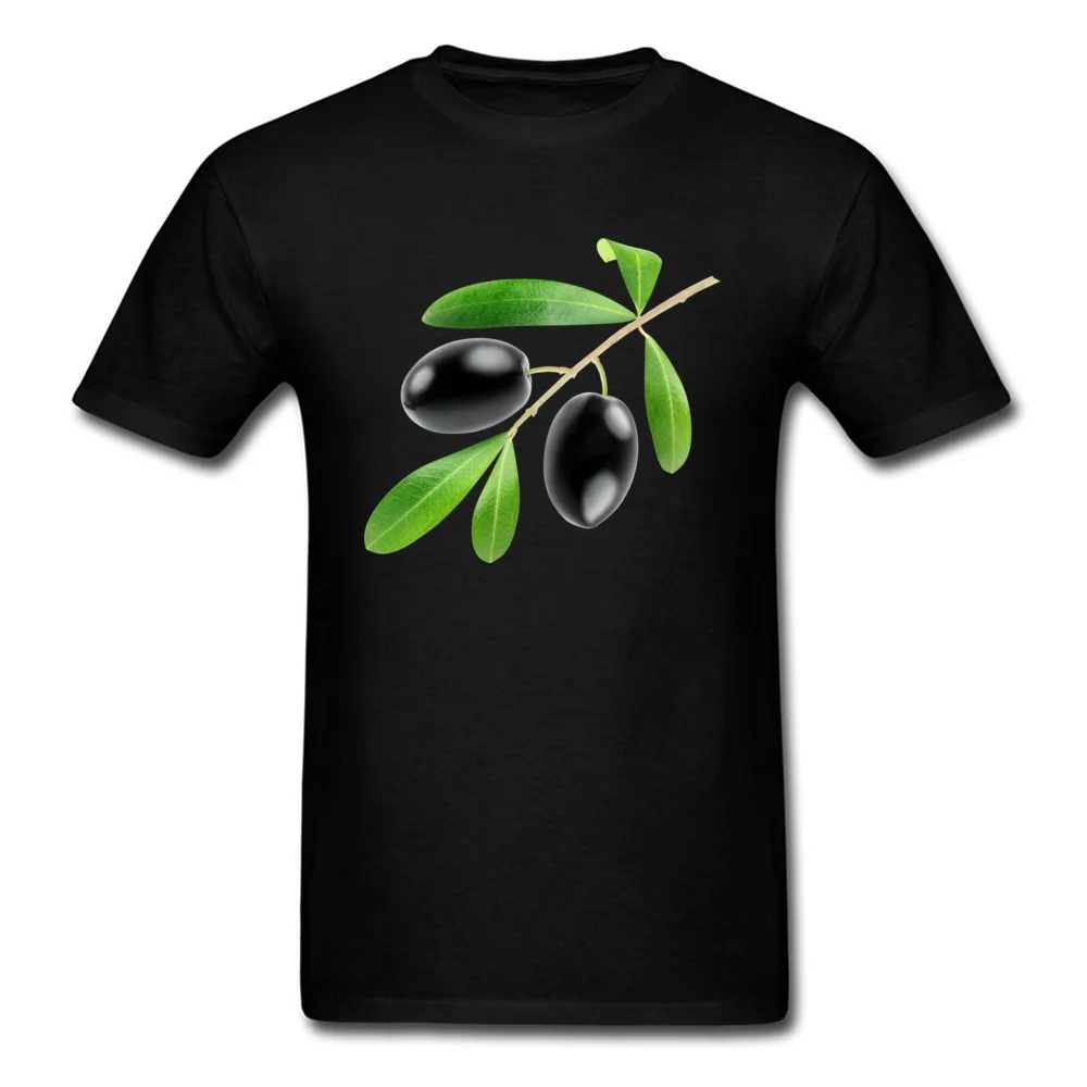 Cotton Men Short Sleeve Branch with black olives T Shirt Normal Tops Shirt Retro Family O-Neck Sweatshirts Drop Shipping Branch with black olives black