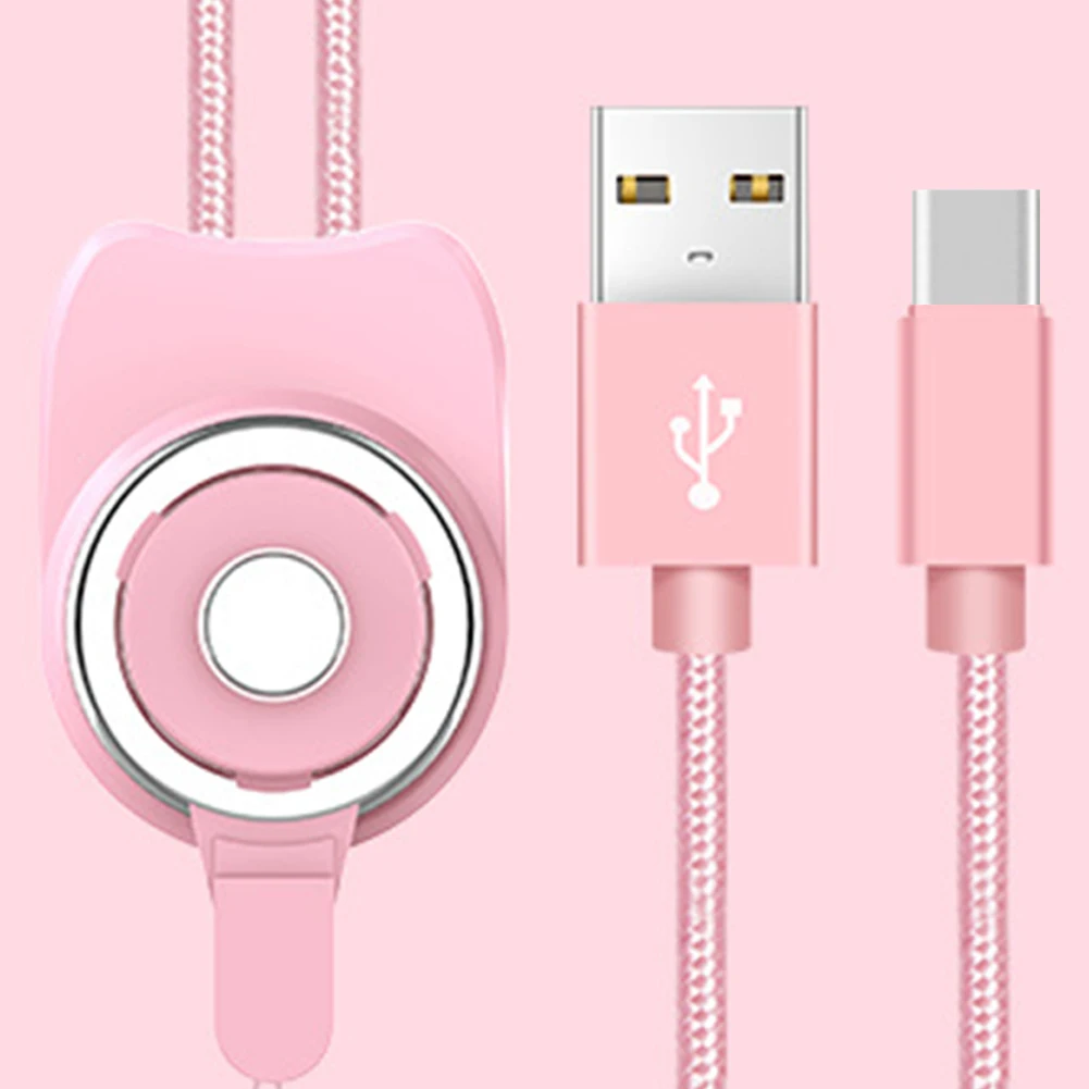 Pink For Type-C Ремни для мобильных телефонов с usb-кабелем для зарядки и передачи данных для type C Android аксессуары для шейного шнура#1109 - Цвет: Pink For Type-C