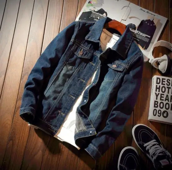 

2019 New Men's Jean Jacket Spring Autumn Slim Fit Cotton Denim Jacket Blue Jean Coats Men Cowboy Youth Men Big Size 3XL