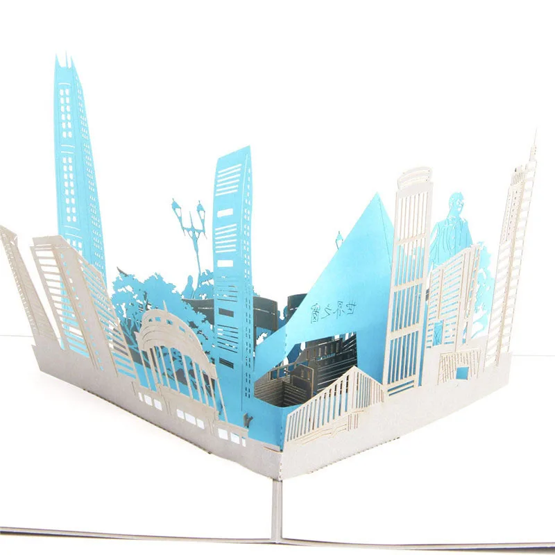  3D Laser Cut Handmade Chinese Shenzhen City Paper Invitation Greeting Cards PostCard Business Creat - 32792389161