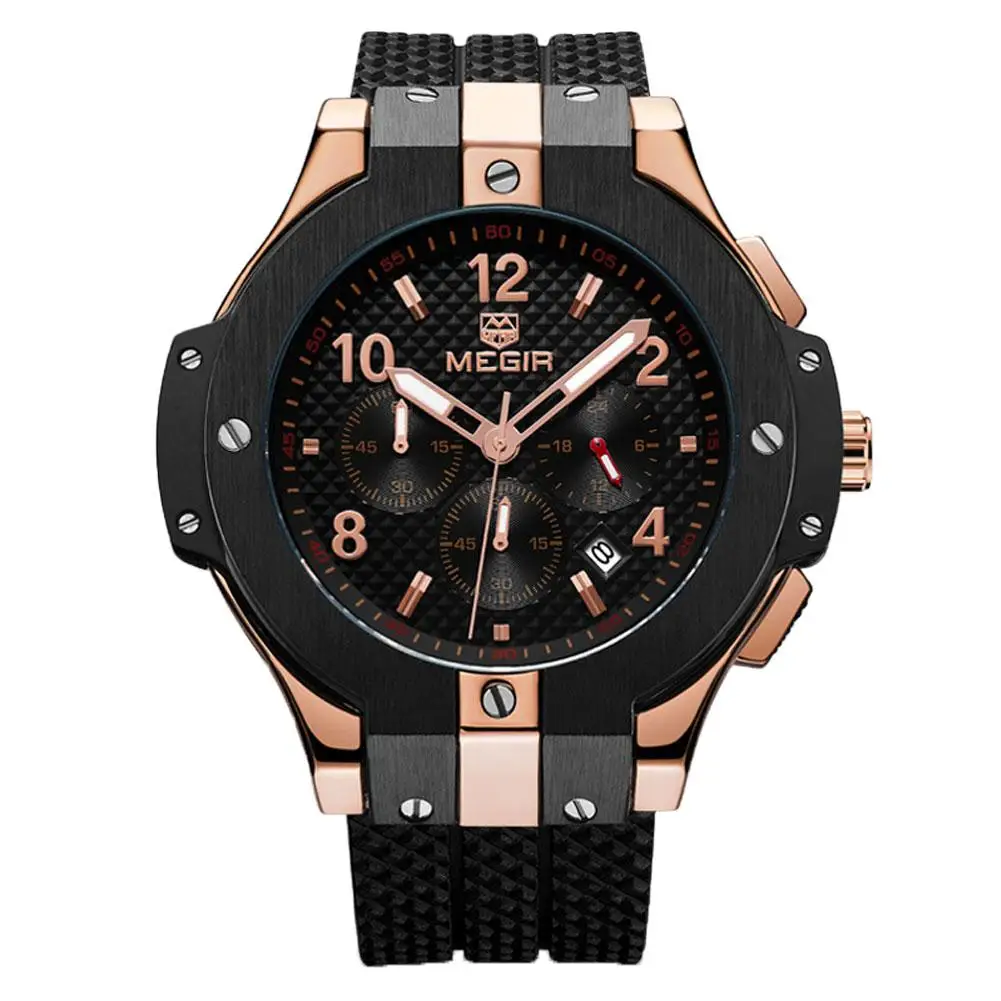

Popular Fashion Men Sports Silicone Strap Multifunctional Waterproof Quartz Wrist Watch