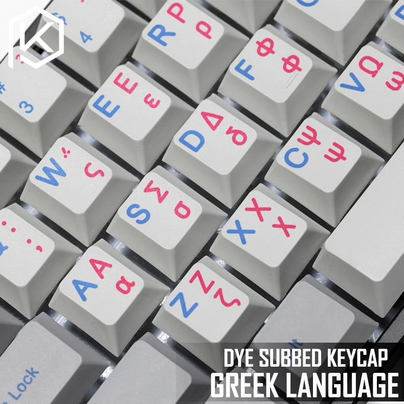 

kprepublic 139 greek root Greece blue cyan font language Cherry profile Dye Sub Keycap PBT for gh60 xd60 xd84 tada68 87 104