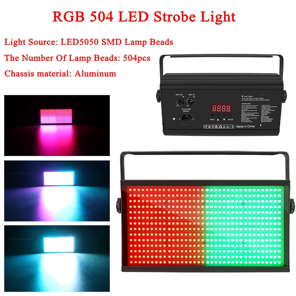 

New 250W RGB 504 LED Disco Strobe Light For DJ Party Club Bar KTV Holiday Flash Auto DMX Sound-Activated Stage Lighting Effect