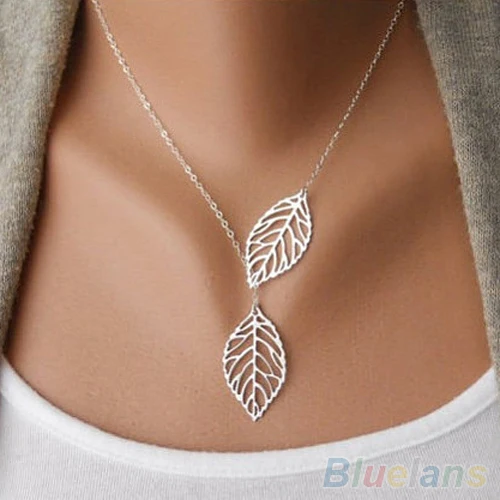 

Simple 2 Leaves Choker Necklace Collar Statement Necklace Women Jewelry 1ORK
