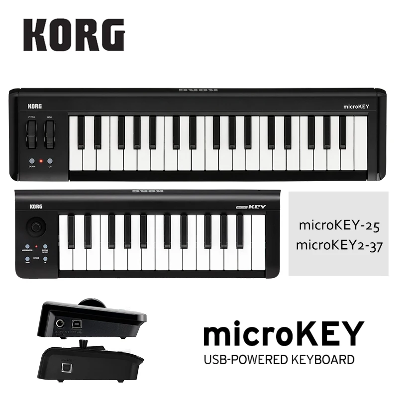 Korg microKEY25 microKEY2 37 Powerable USB MIDI контроллер клавиатуры синтезатор с кабелем барабан