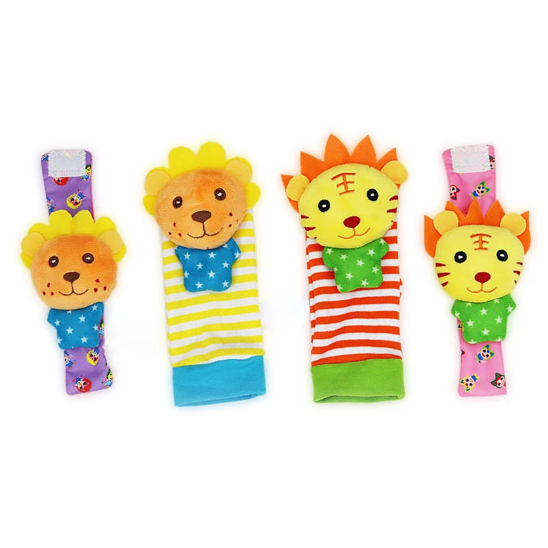 Cute Newborn Baby Wrist Strap Rattles Animal Socks0-model