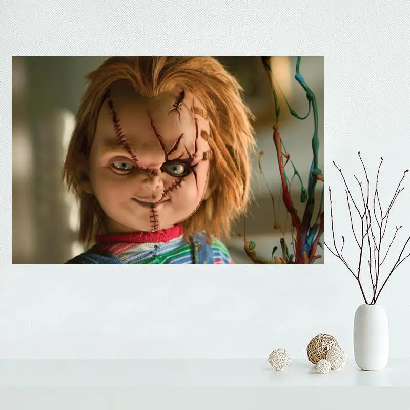 

chucky toy childs play movie film scary custom Fabric Silk Cloth Poster in Home-Office-Living-Room-Decor Classic @1