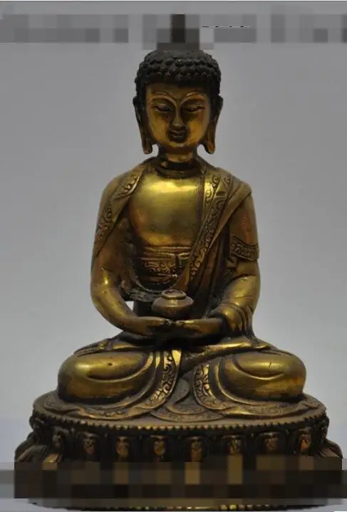 

S05995 6" tibet bronze fane gilt HEALING MEDICINE BUDDHA Bhaisajyaguru sakyamuni statue