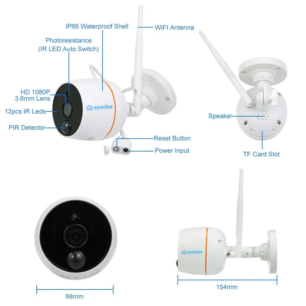 Eyedea 4CH Wifi NVR with 2PCS 1080P Audio Wireless CCTV Security IP Camera PIR Motion Detection Video Surveillance Camera Kit Eyedea 4CH Wifi NVR with 2PCS 1080P Audio Wireless CCTV Security IP Camera PIR Motion Detection Video Surveillance Camera Kit