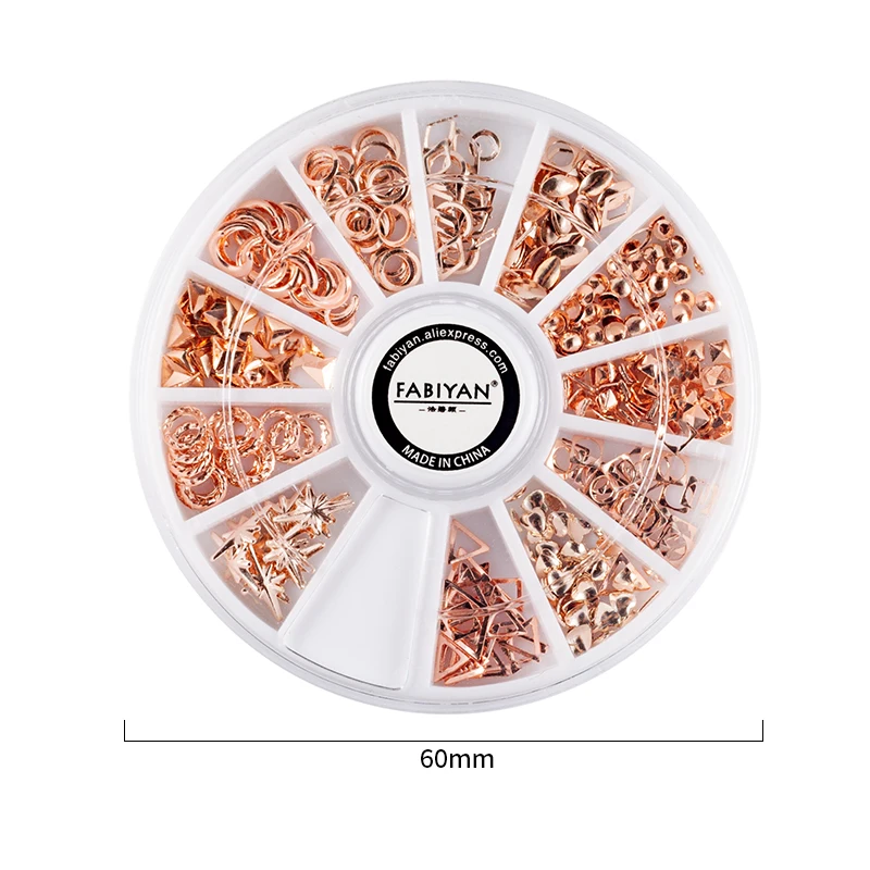 Дизайн ногтей колеса из металлического сплава геометрические микс формы розовое золото 3D Советы DIY дизайнерские украшения ювелирные аксессуары инструменты для маникюра