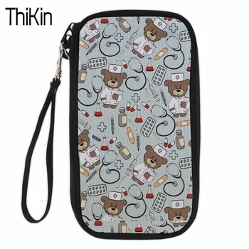 

THIKIN Travel Passport Holders Documents Card Boarding Passport Cover Ticket Folder Cartoon Bear Dentist Passport Protection Bag