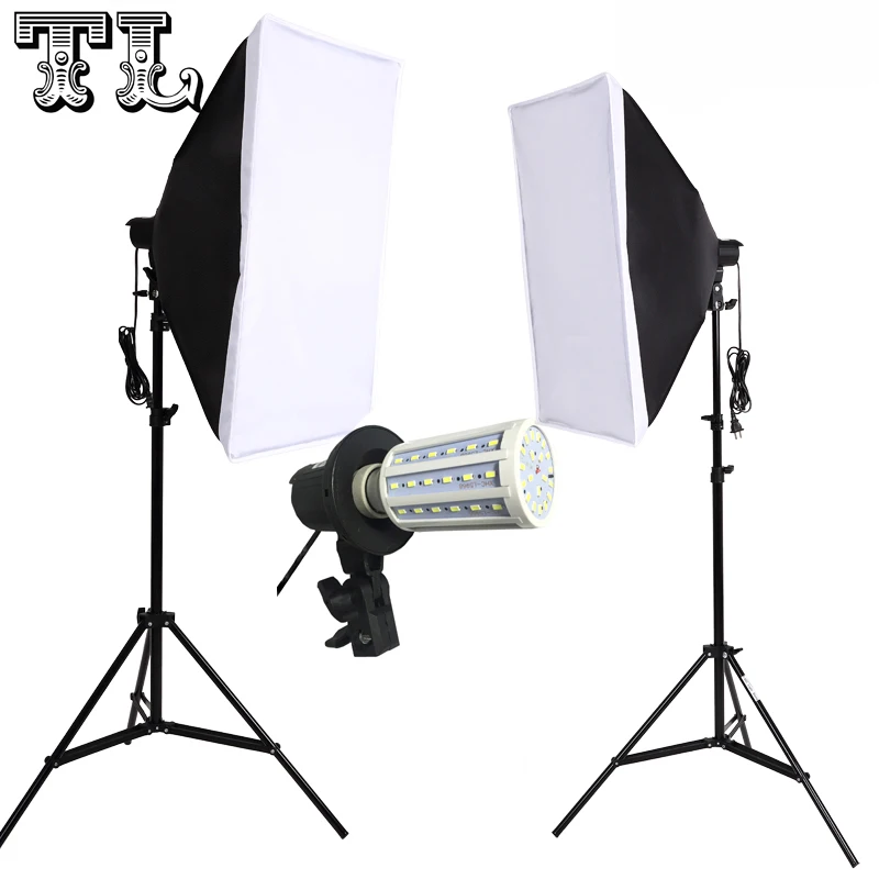 

2PCS 24W LED E27 Bulbs Photo video lighting softbox kit Light diffuse Kit 2pcs softbox 2pcs light stand 2pcs light holder