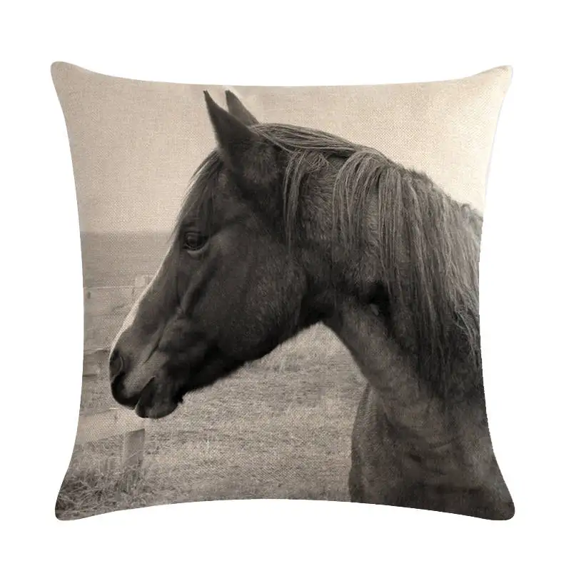 Новая хлопковая наволочка для подушки с лошадьми, животные, лошади ...