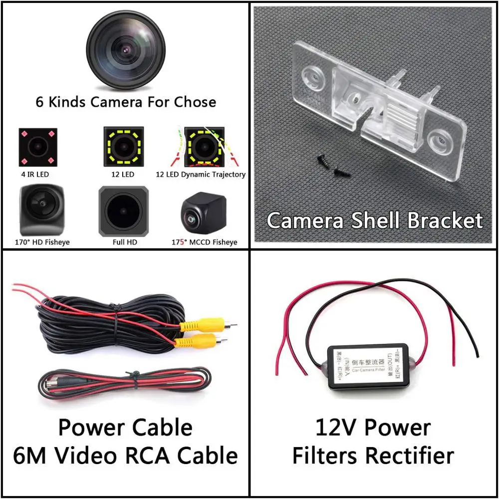 175 градусов рыбий глаз MCCD камера заднего вида для VW Volkswagen Tiguan Passat B5 Sharan Polo Jetta Touareg Porsche Cayenne Skoda - Название цвета: Camera with Filters