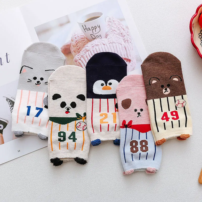 

5 Pairs Women Socks Spring New Harajuku Dress Sock Elasticity Cute Novelty Calcetines Mujer Popsocket Sokken Women