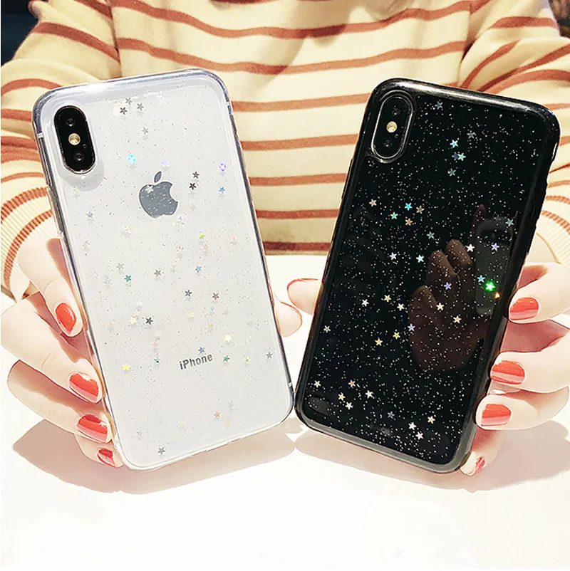 EVANKALX Fashion Soft TPU Silicon Phone Cases For iPhone 6 6S 7 8 Plus Back Cover Bling Star X XS Max XR |