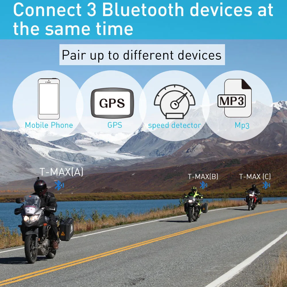 Freedconn T max Интерком 6 Rider talk 1000m шлем наушники fm радио Bluetooth 4 1 динамик для мотоцикла