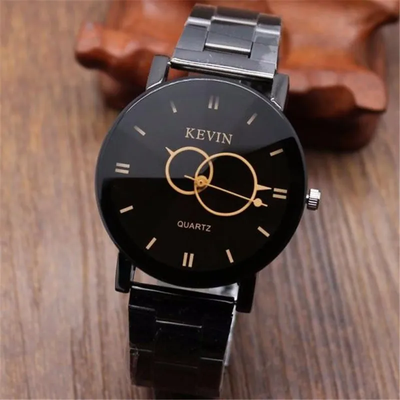 

Women Men Watches Casual Black Stainless Steel Band Big Round Dial Quartz Wrist Dress Business Watch Gift Relogios Feminino