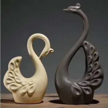 

animal figurines ceramic swan lovers room decoration handicraft porcelain wedding decoration home decor crafts