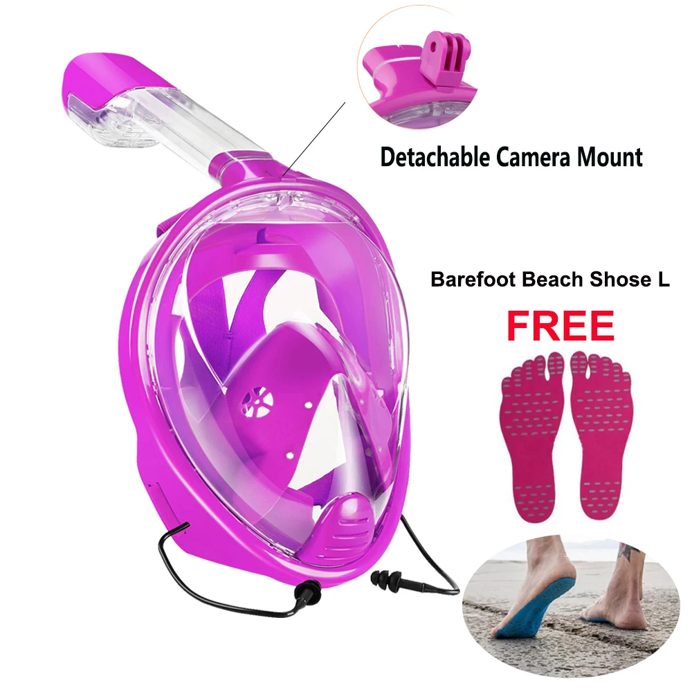 YaHey 2018 كامل الوجه مكافحة الضباب قناع الغطس تحت الماء الرياضة السباحة غص أقنعة الغوص مجموعة ل GoPro كاميرا طوي التنفس