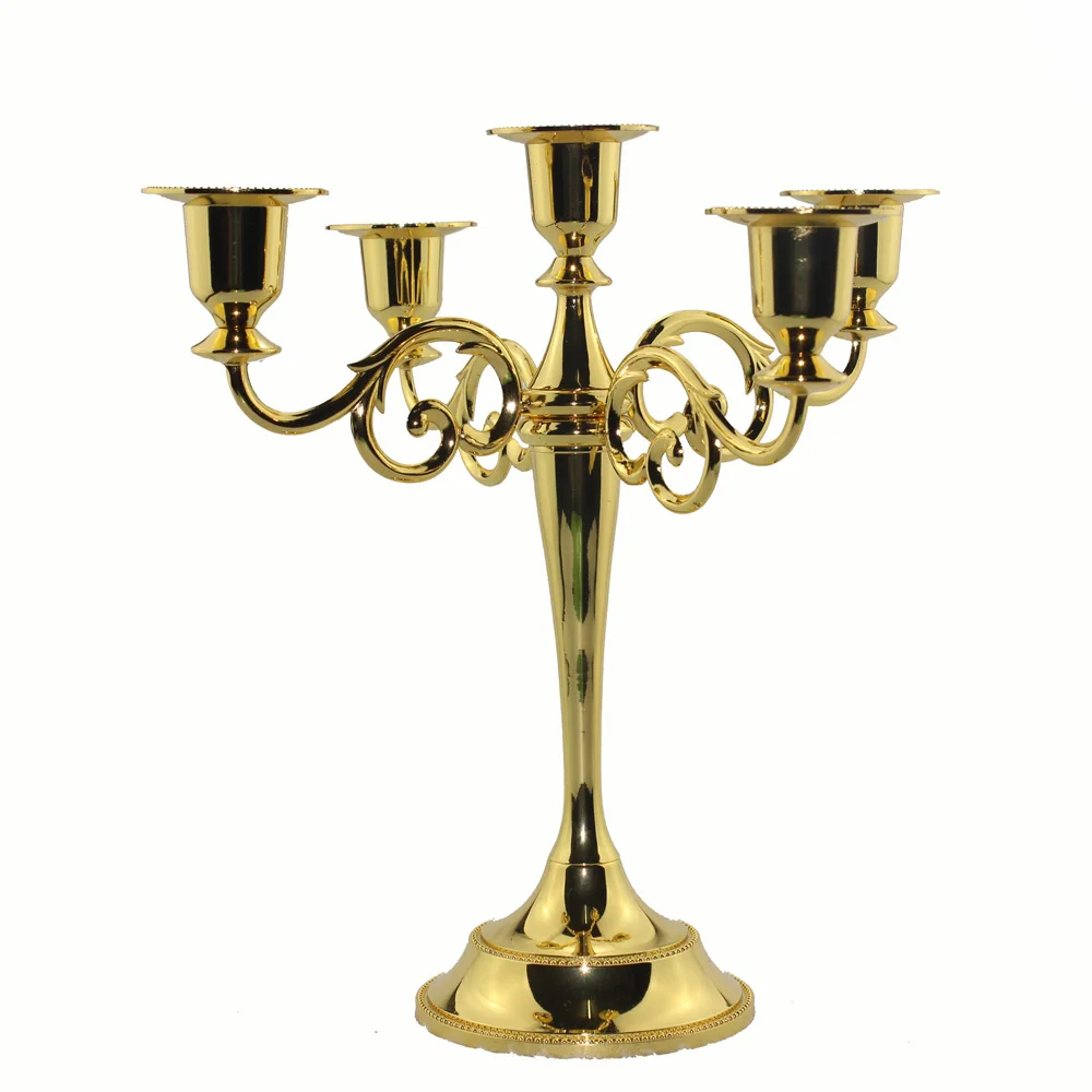 Silver/Gold/Bronze Metal Candle Holder 5 arms Candle Stand 27*25cm