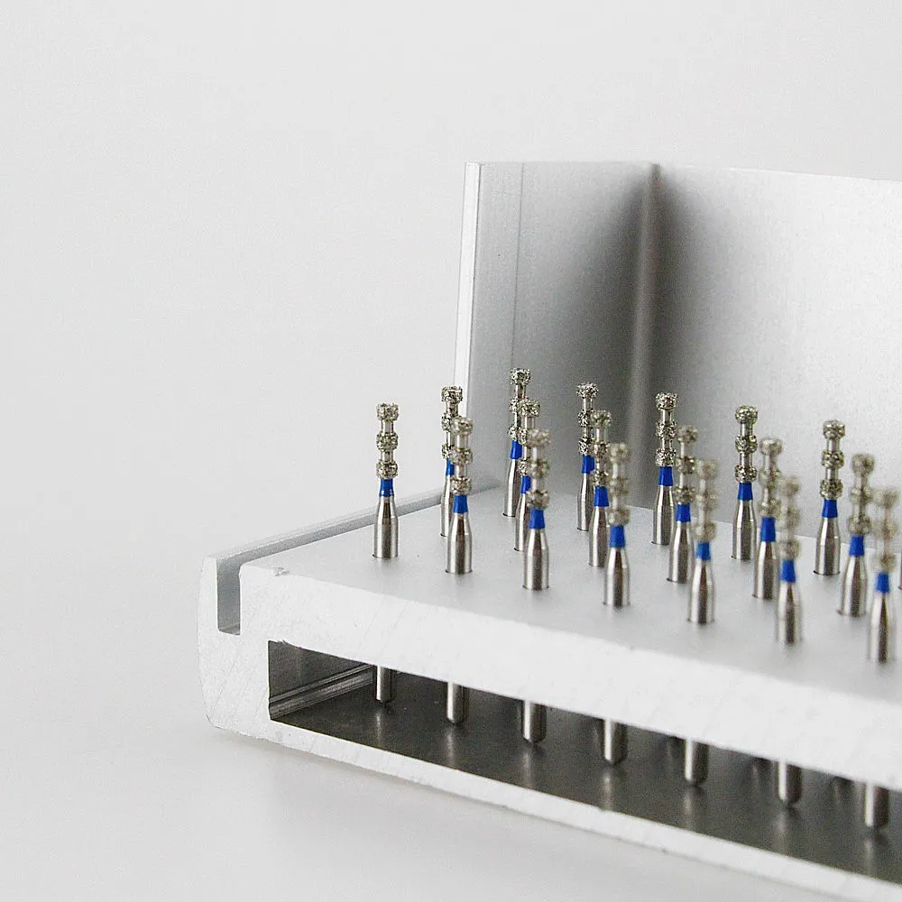 

30 Dental Diamond Buffing High Speed Burs + 1 Disinfection Holder Block