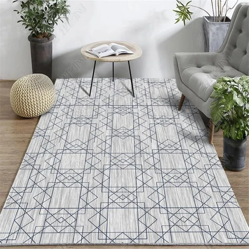 

3D Geometric Printed Carpet Modern Bedroom Living Room Footpad Coffee Table Rugs Non-slip Model Carpet Decoration Home Carpets