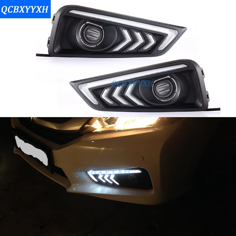 12V Водонепроницаемый автомобиля DRL для Honda города 2015-2017 Белый поворот желтый сигнал реле светодиодными фарами дневного света с Противотуманные фары отверстие 12V Водонепроницаемый автомобиля DRL для Honda города 2015-2017 Белый поворот желтый сигнал реле светодиодными фарами дневного света с Противотуманные фары отверстие