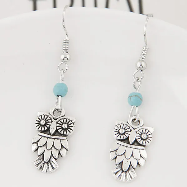 Горячая продажа ретро Сова Шарм кулон серьги женские винтажные свадебные букле