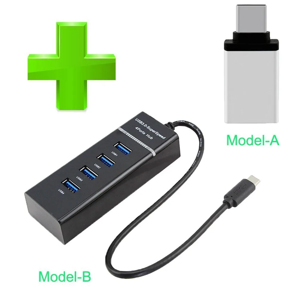 CHYI Multi USB C HUB Adapter For Macbook Pro High Speed 4 Port USB Hub 3.0 Type C OTG Hab Splitter For PC Computer Accessories - Цвет: Model-A AND Model-B