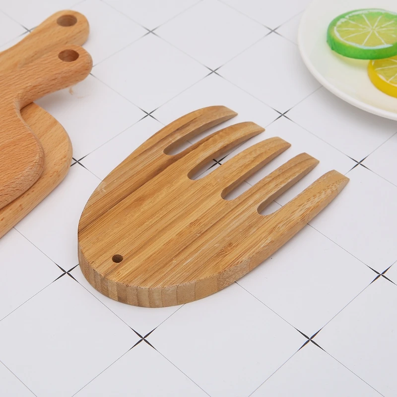 Экологически чистые бамбуковые вилки деревянные салатные ручной коготь Tong ручка посуда многоразовые кухонные
