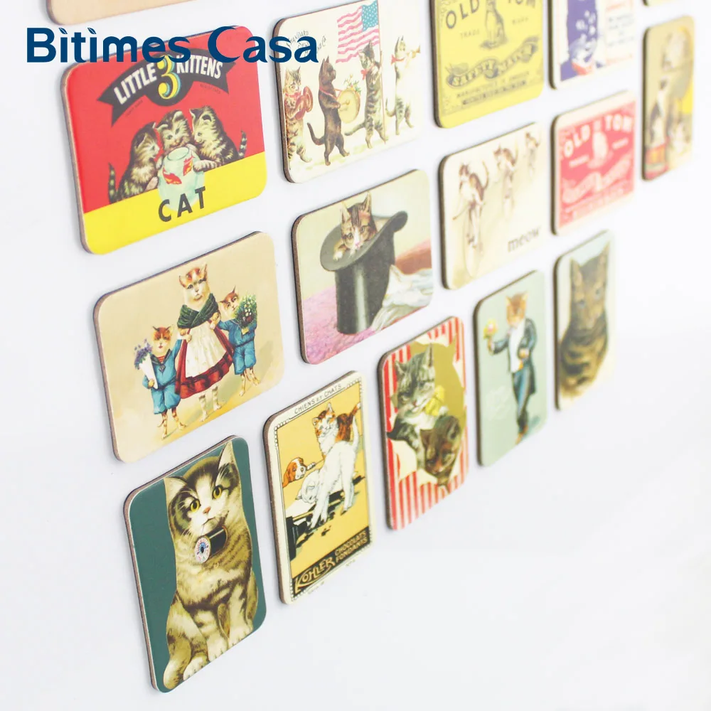 Bitimes 24 шт милый кот холодильник набор магнитов домашнее украшение в виде животного кошки конструкции магнитные наклейки путешествия сувенир
