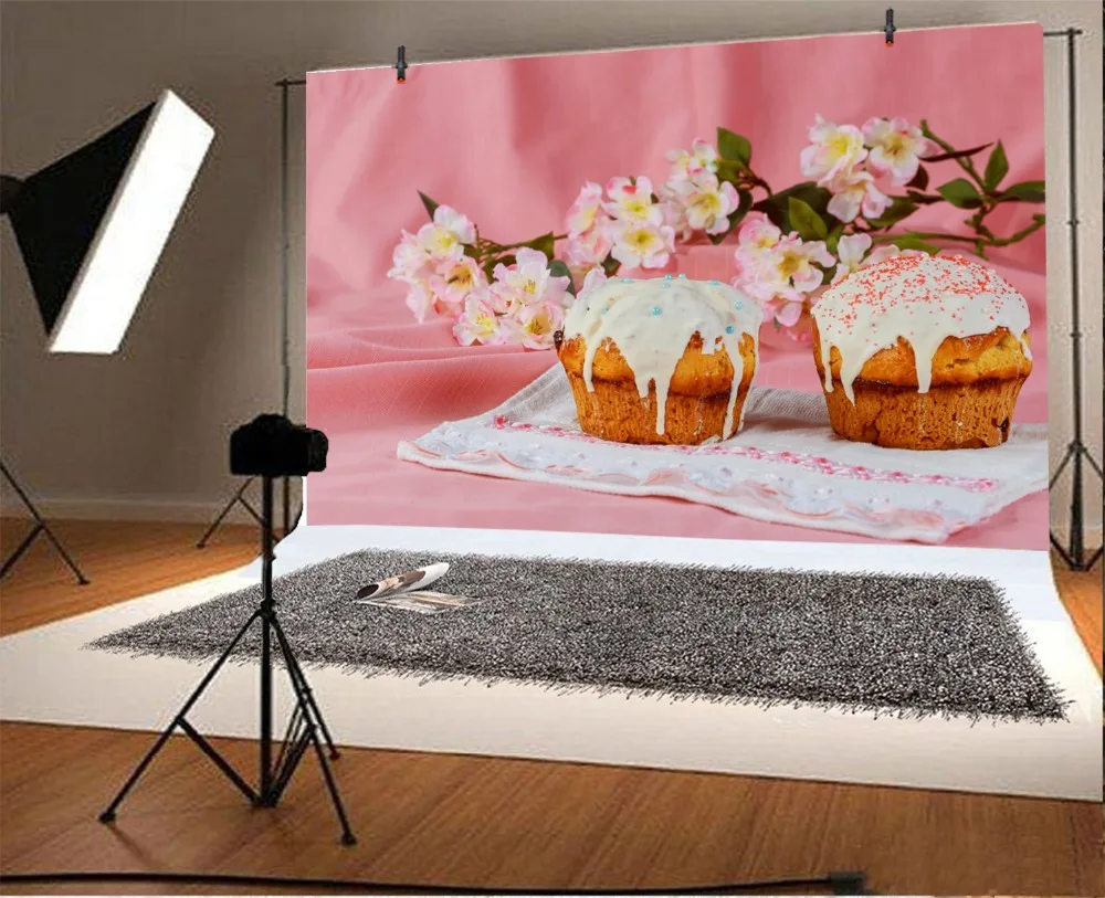 Laeacco Photo Backdrops Cake Dessert Birthday Spring Flowers Baby Shower Party Photography Backgrounds Photocall Photo Studio