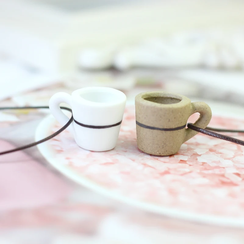 

Statement Original Design Handmade Ceramic Small Cups Necklace Pendants Collarbone Chain Simple Creative Jewelry for Women Girl
