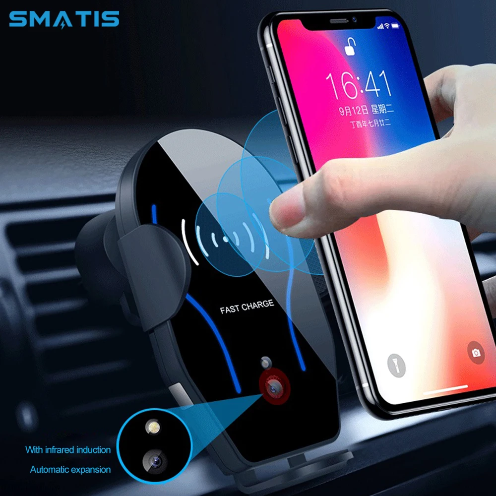 

Qi Car Wireless Fast Charger for iPhone Xs Max Xr X Intelligent Mount Phone Holder Stand for Xiaomi 9 Huawei Mate 20 Samsung S8