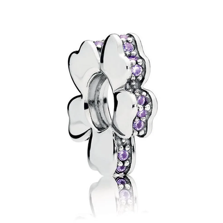 S925 Серебро DIY Ювелирные изделия Ослепительная Уайлдфлауэр Луг Spacer fit Pandora Браслеты браслет кристаллов Женские Подвески бусины