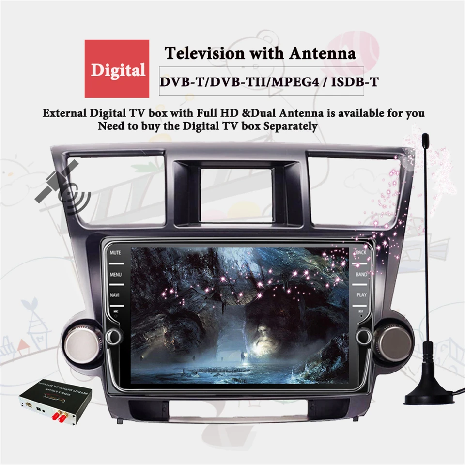 Best 9" Octa core Car radio for Toyota Highlander Kluger 2008-2012 android 9.1 car DVD player with 4G RAM 64G ROM Head Unit 12