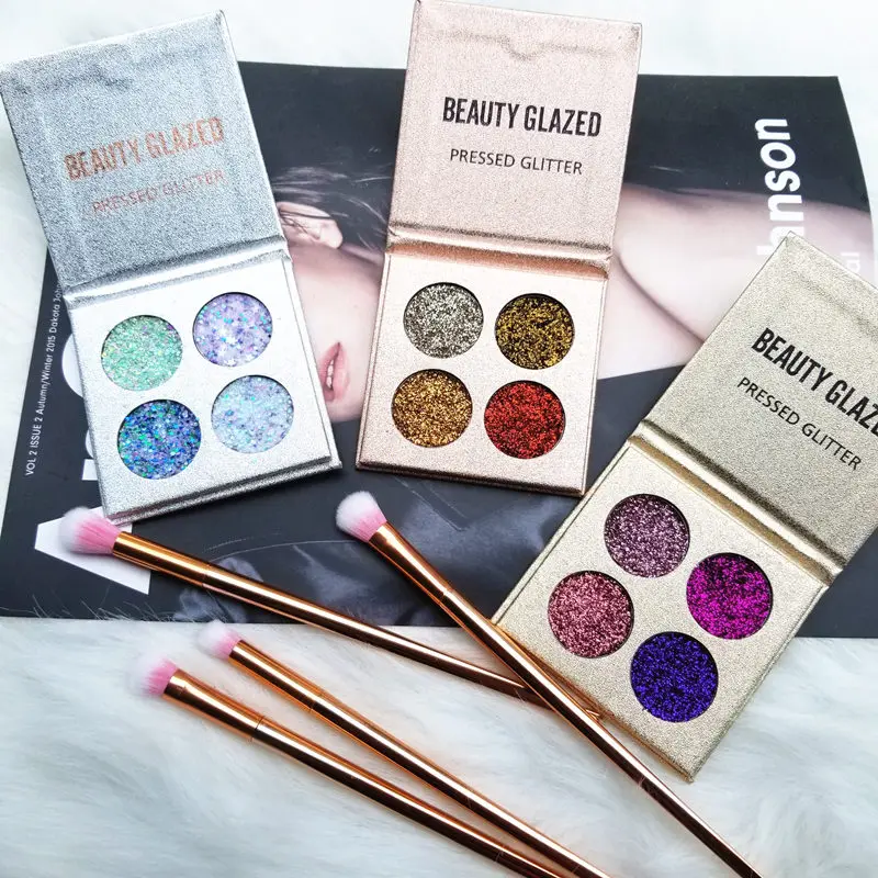 

Makeup Palette 4 Color Glitters Diamond Eyeshadow Palette Long-lasting Easy To Wear Shimmer Eye Shadow Palete