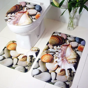 

3Pcs/set Bathroom Mat Set Flannel Anti Slip Toliet Bath Rug Door Mat Carpet Ocean World Home Decor Bathroom Products