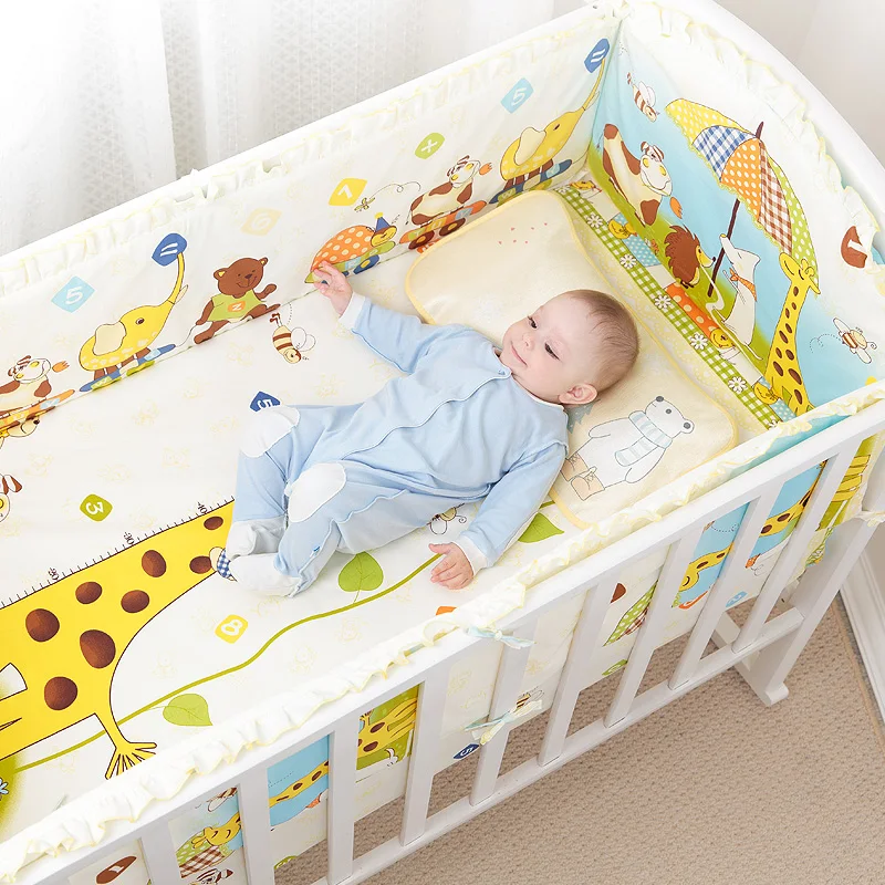 Новое поступление хлопковый набор постельных принадлежностей для детской кроватки, новорожденный комплект для детской кроватки для мальчиков и девочек, детская кроватка кровать 4 шт. Бамперы+ 1 шт. простыня