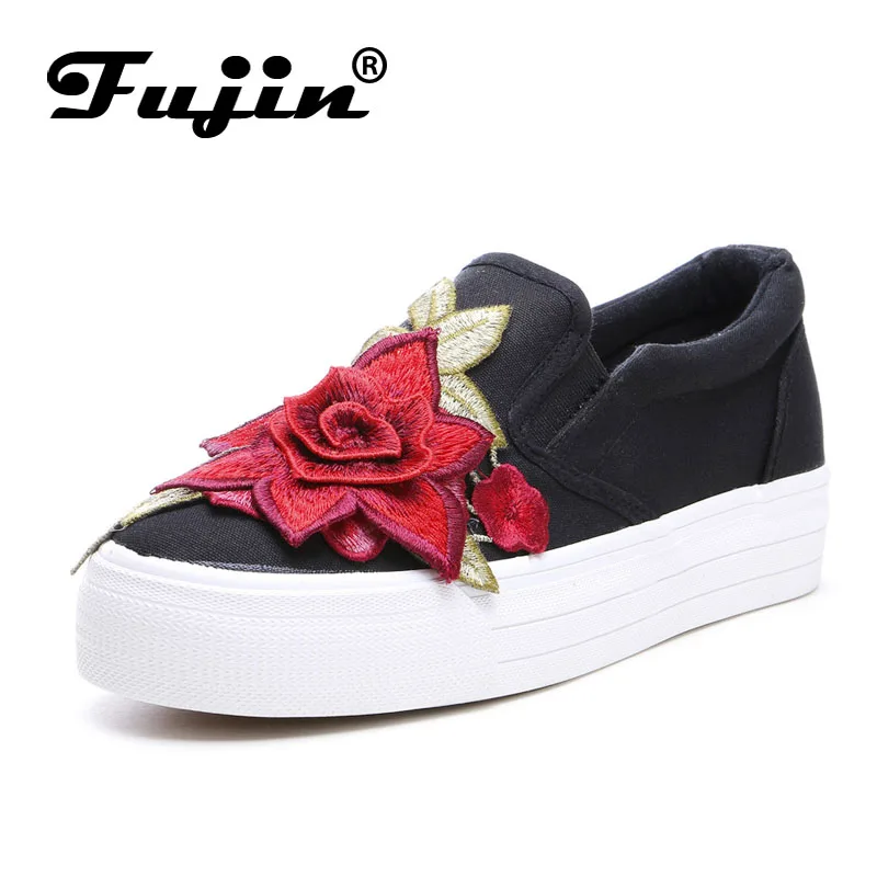 

2018 New Quality Women's Shoes Casual Platform Shoe Breathable Canvas Shoes Lady Thick Sole Slip on Flats Comfortable Shoes