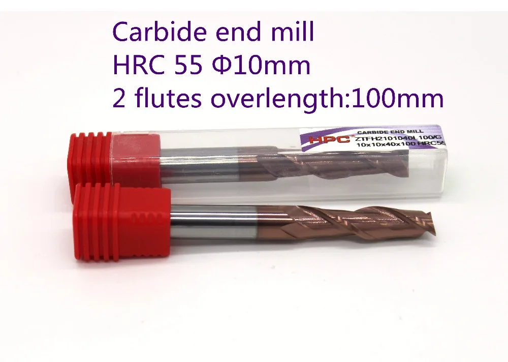 

router bit 10*10*40*100 of 2 flutes flat end mill HRC55 carbide end mill CNC milling machine tool mills cutter
