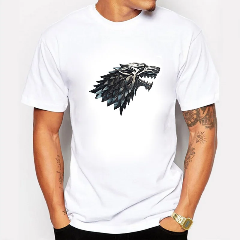 

Game of Thrones 3D House Stark Direwolf T-shirt for Men Cotton Top Tee shirt Winter is coming Streetwear T shirt