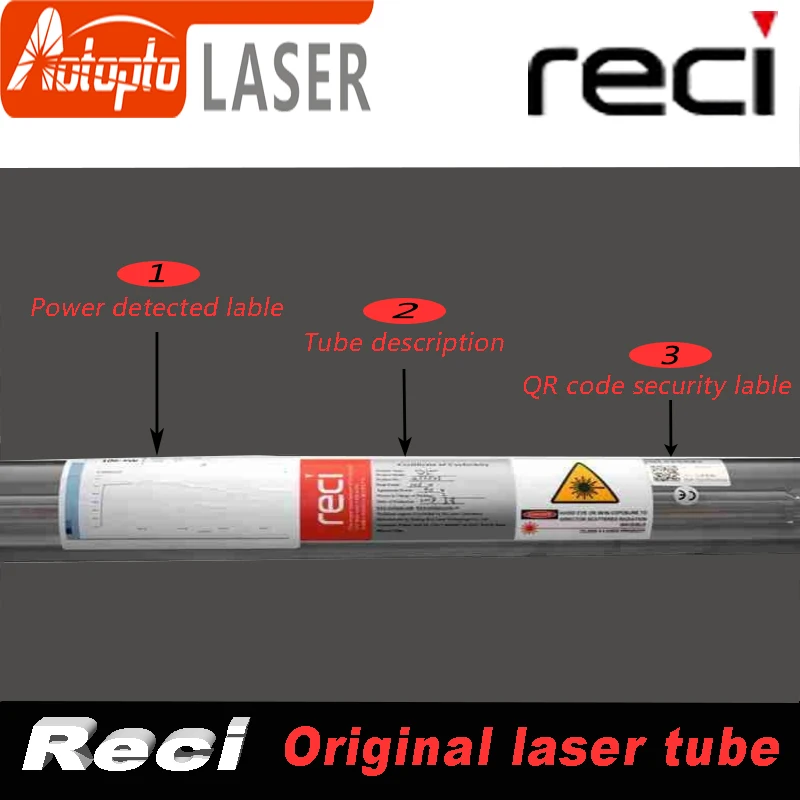 Reci CO2 Laser Tube W4 100W-130W for CO2 Laser Marking Engraving Machine Wooden Box Packing