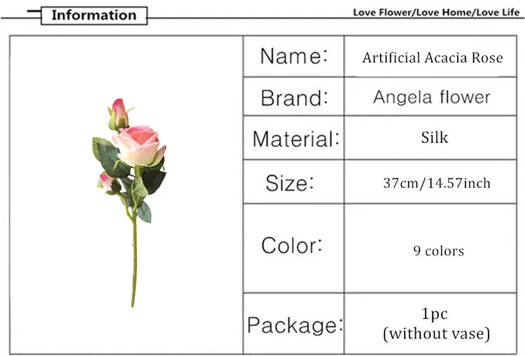 Искусственный цветок Акация роза искусственный цветок из шелка DIY свадебный Декор для дома рождественские принадлежности Шелковый цветок розы 37 см 9 цветов