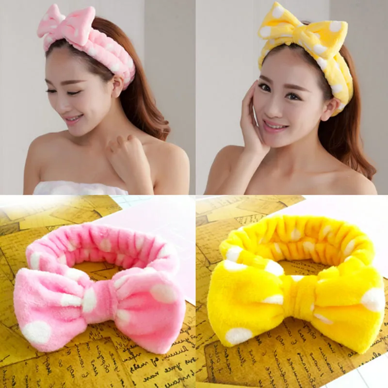 

Women's Headwear Hair Bow Dot Striped Coat Soft Shower Bath Spa Hair Band Hair Makeup Cute Rich Elastic
