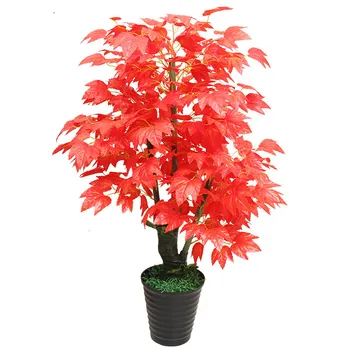 

artificial greenery potted red maple tree artificial tree bonsai artificial flower living room decoration artificial plants